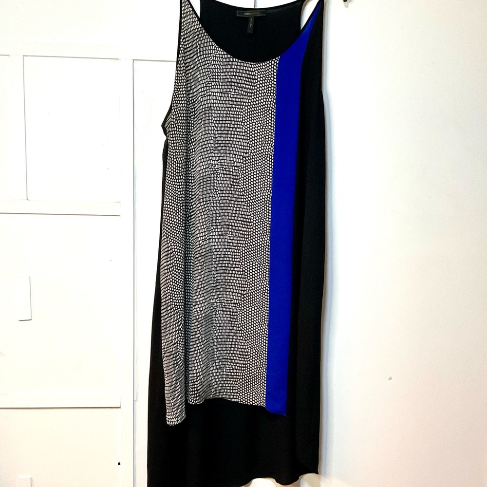 Black and Blue Asymmetrical Sleeveless Dress